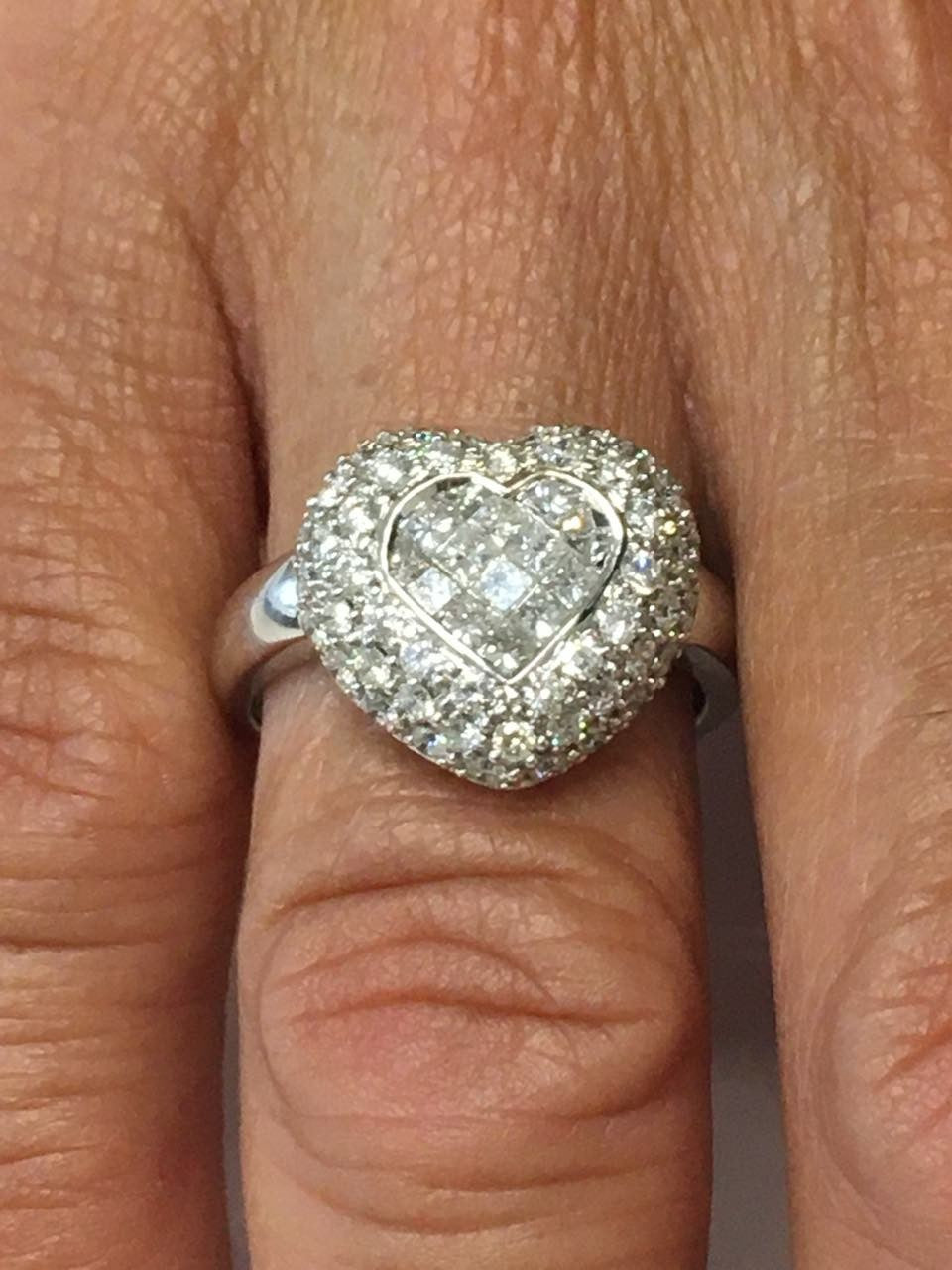 Anillo de oro blanco AYGUN con diamantes en 2 tallas - Roman Joyero