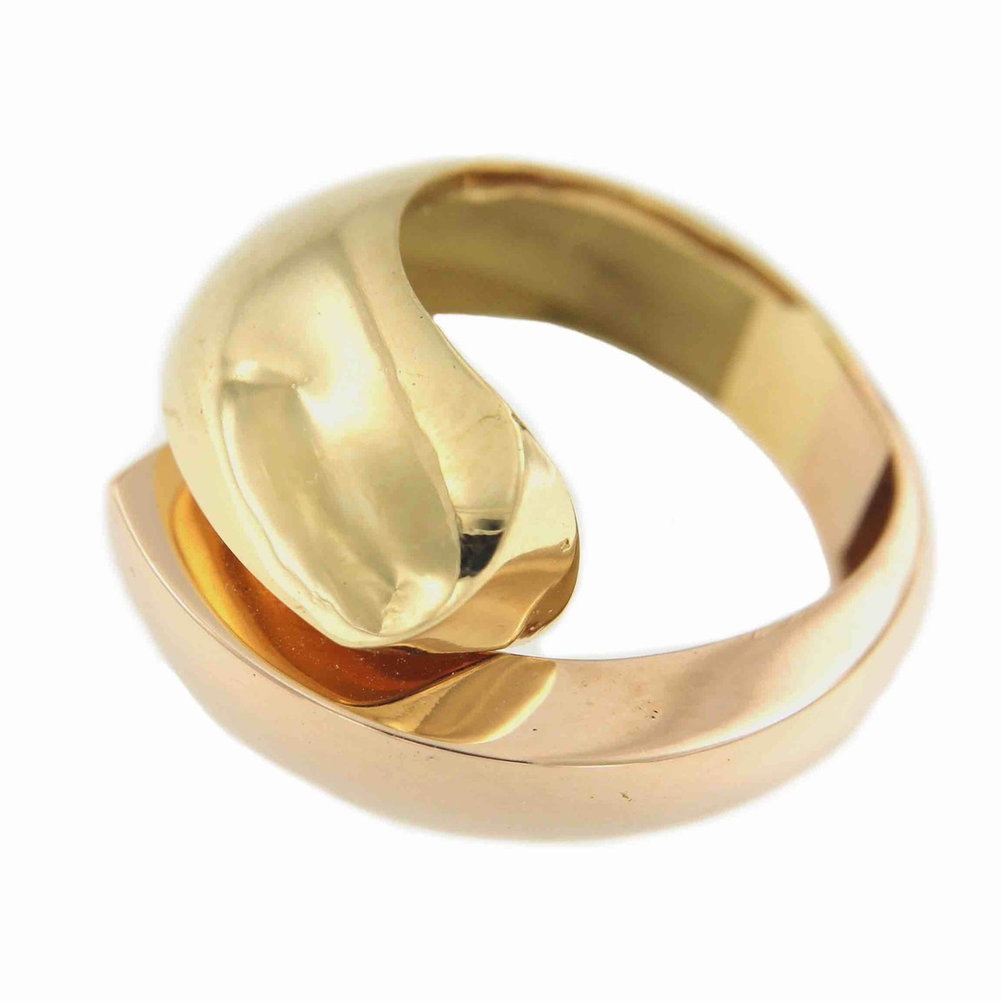 Anillo ancho ESEN en oro amarillo y oro rosa de 18 kilates - Roman Joyero