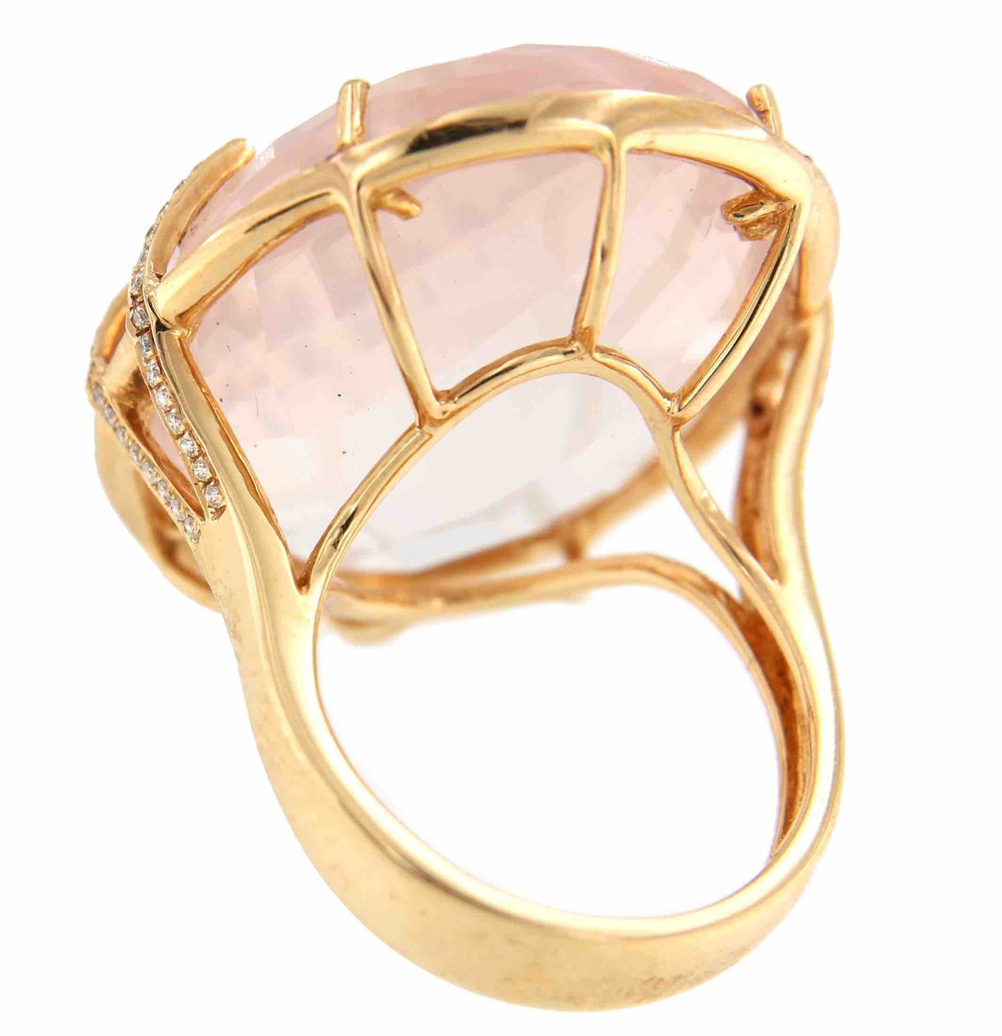Anillo ancho FIKRIYE en oro rosa con zafiros rosas y brillantes