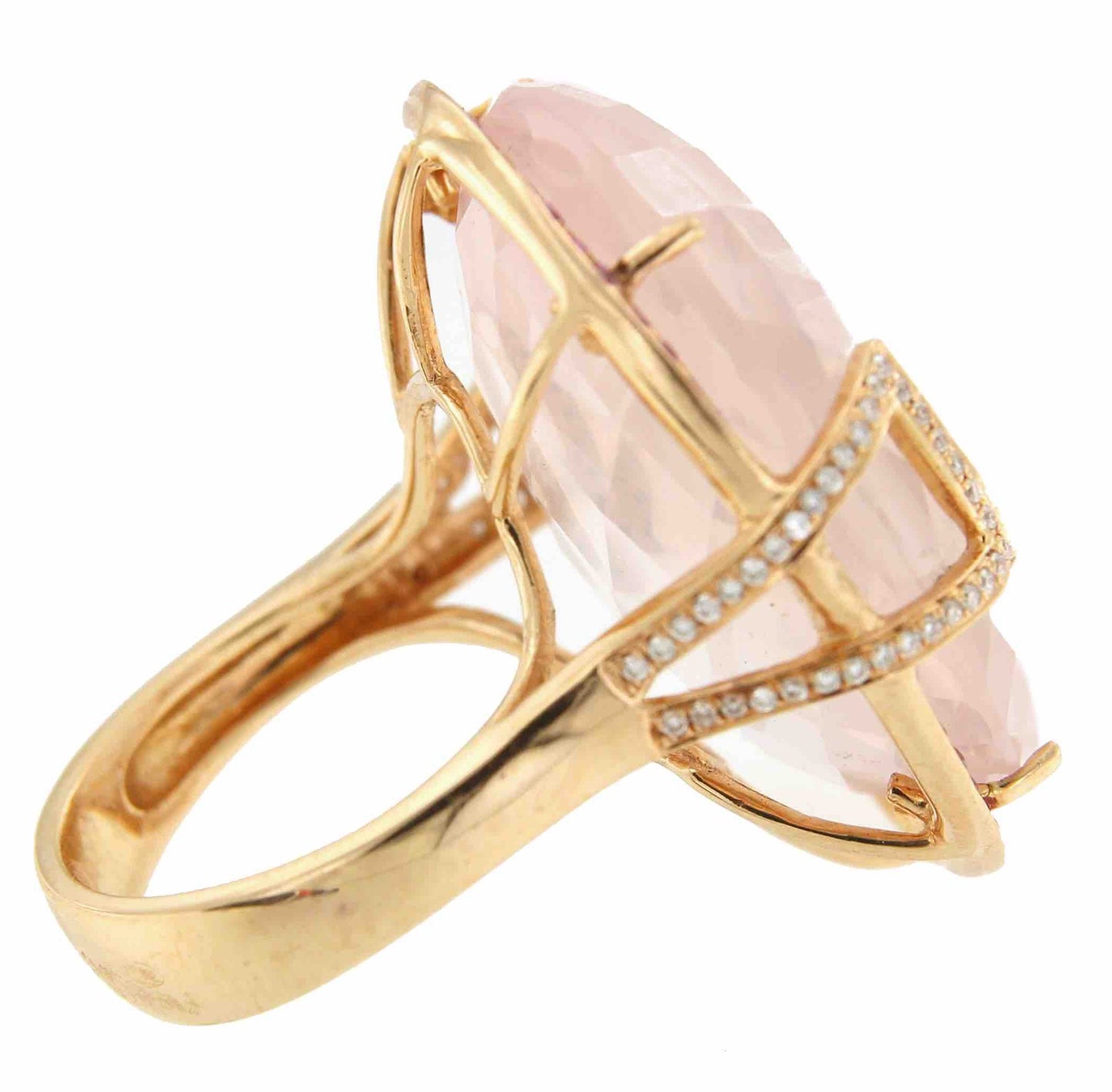 Anillo ancho FIKRIYE en oro rosa con zafiros rosas y brillantes