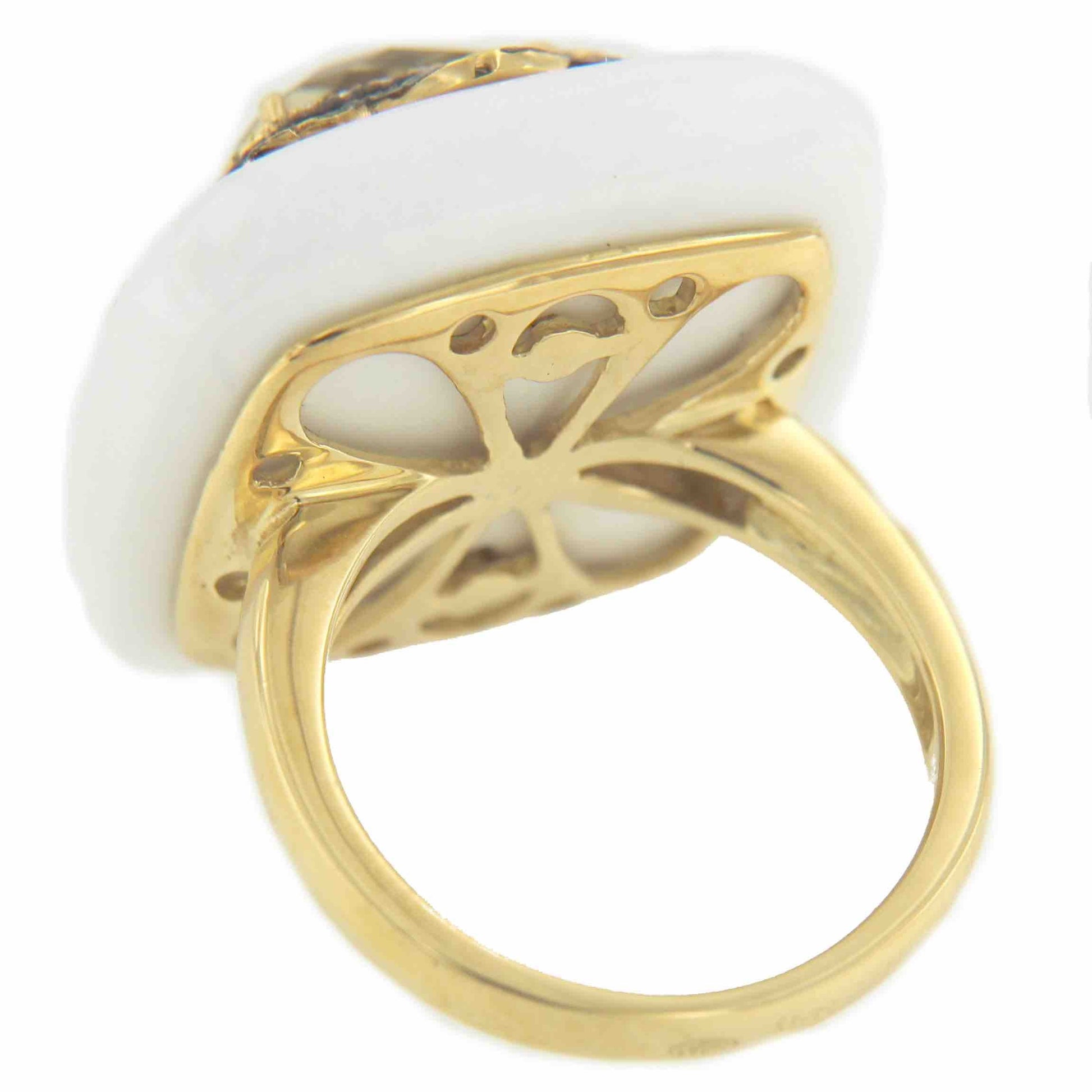 Anillo cuadrado FILIZ en oro rosa o amarillo con piedra y brillantes