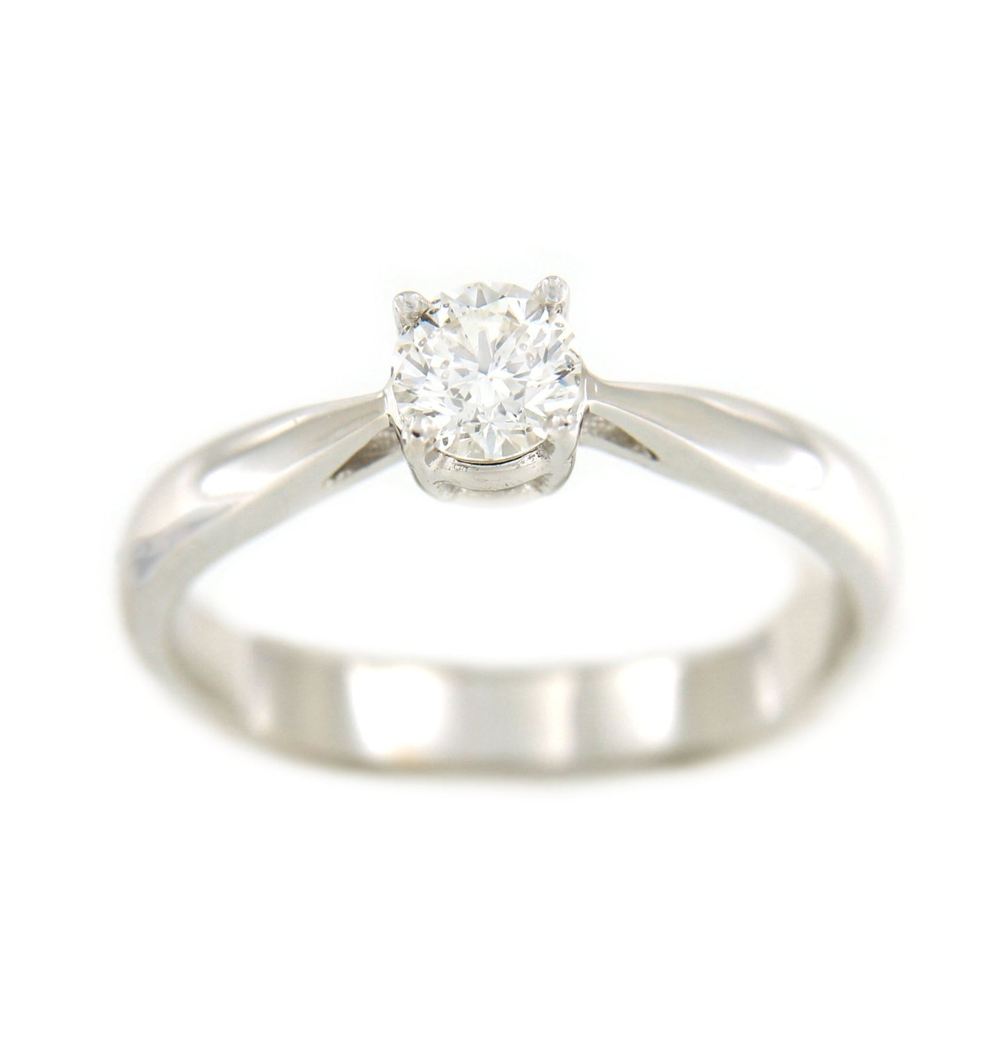Anillo solitario de oro blanco FERAY con brillante - Roman Joyero