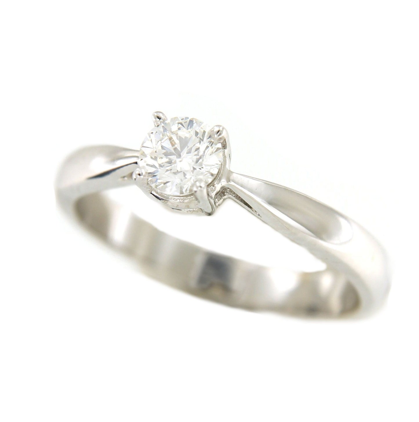 Anillo solitario de oro blanco FERAY con brillante - Roman Joyero