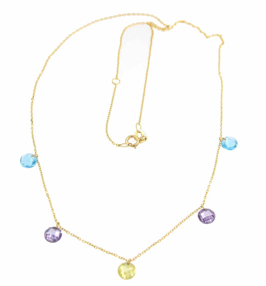 Gargantilla GAZME en oro amarillo con piñones de cuarzo - Roman Joyero