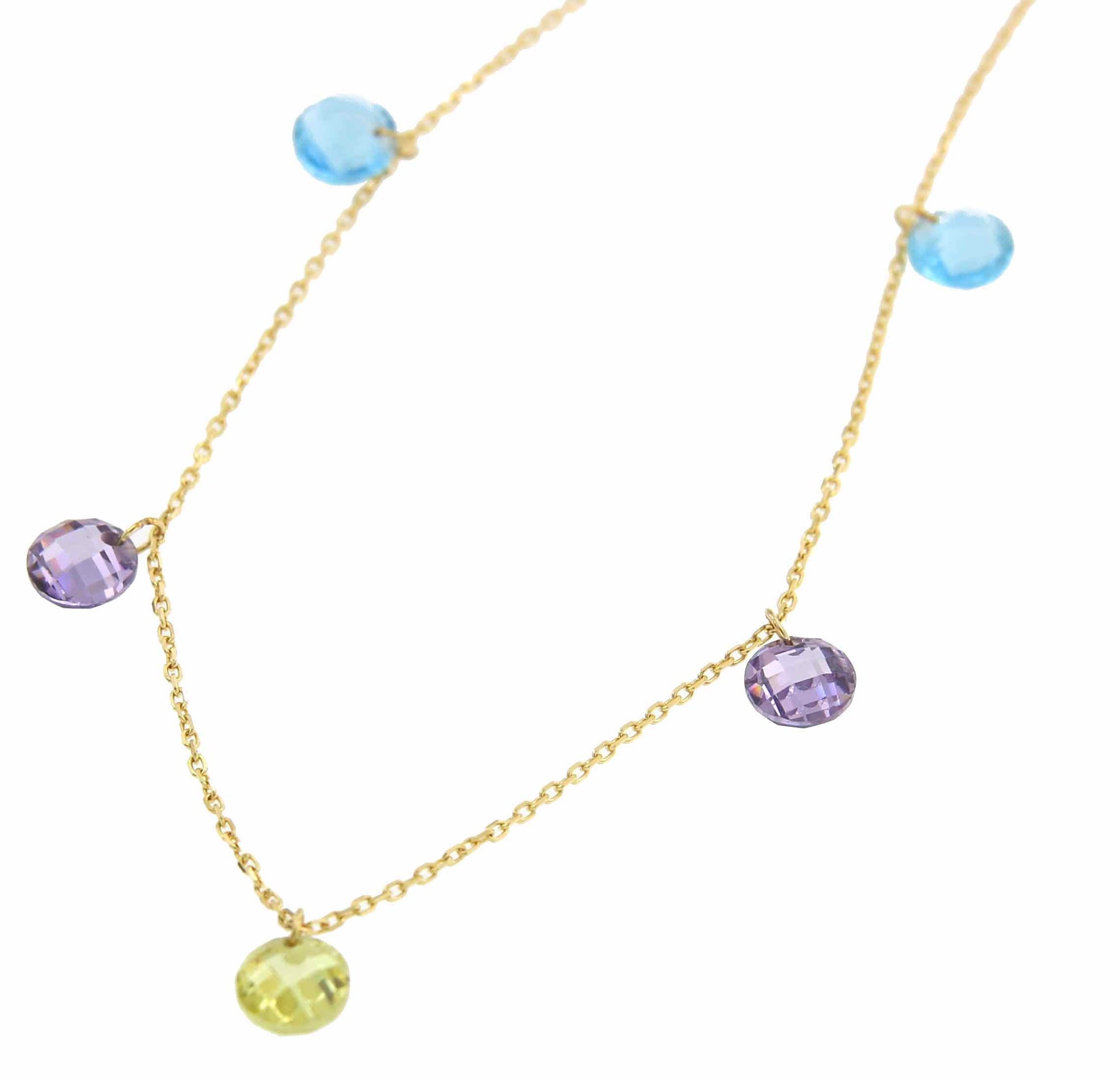 Gargantilla GAZME en oro amarillo con piñones de cuarzo - Roman Joyero