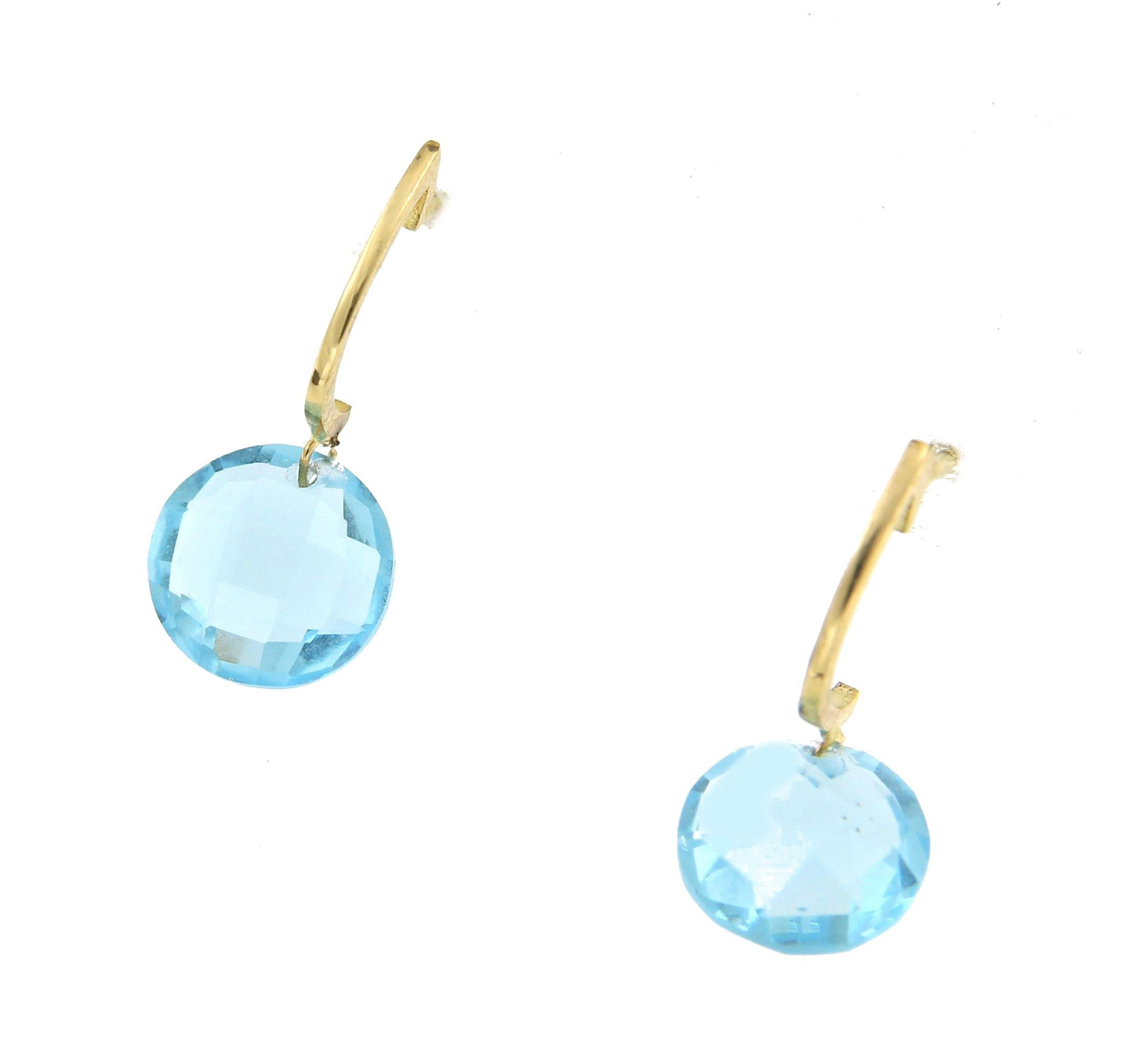 Pendientes HATICE en oro amarillo con amatista o cuarzo celeste