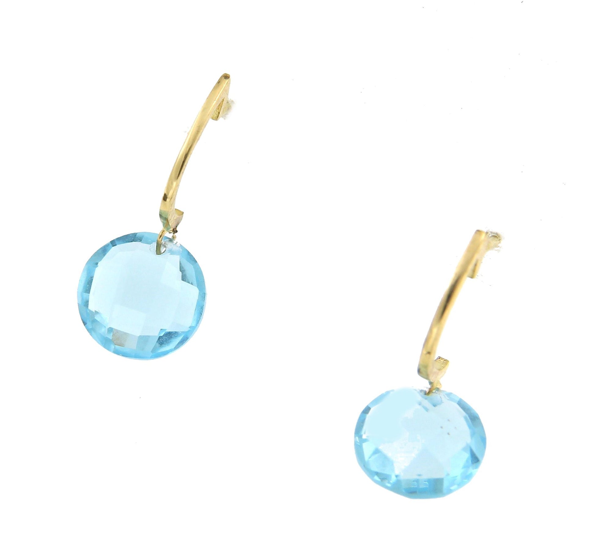 Pendientes HATICE en oro amarillo con amatista o cuarzo celeste