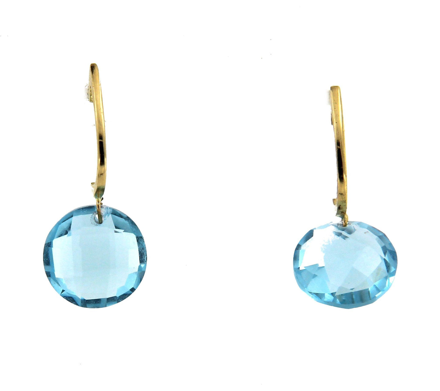 Pendientes HATICE en oro amarillo con amatista o cuarzo celeste