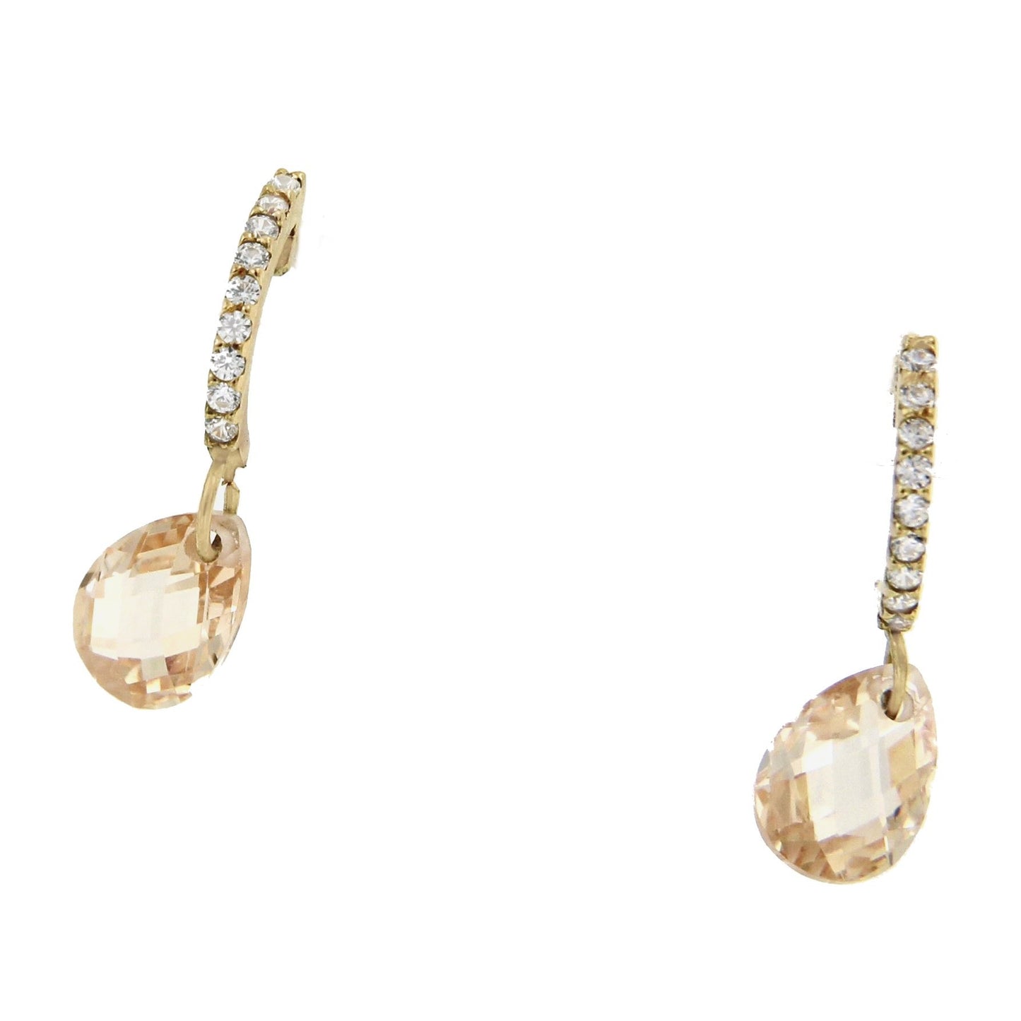 Pendientes HAZAN en oro amarillo con amatista o topacio madeiro - Roman Joyero