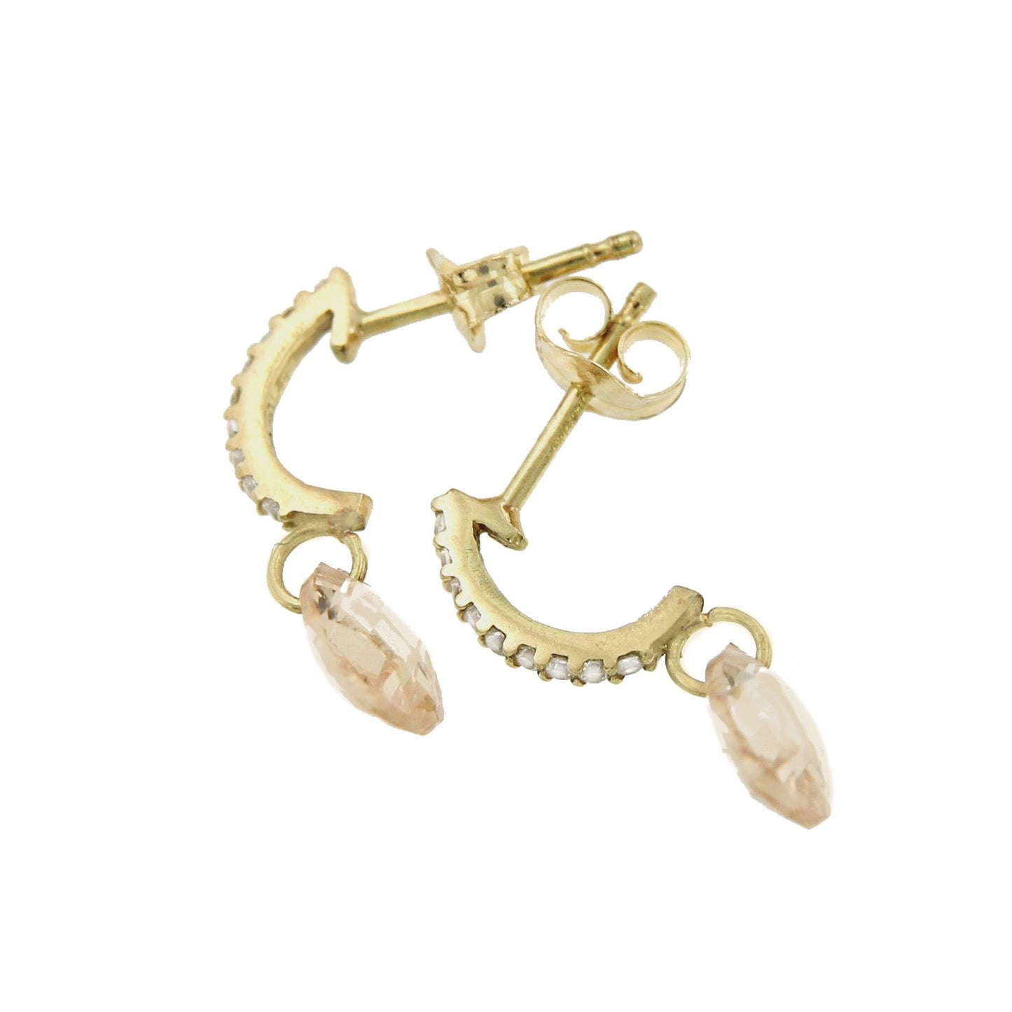 Pendientes HAZAN en oro amarillo con amatista o topacio madeiro - Roman Joyero