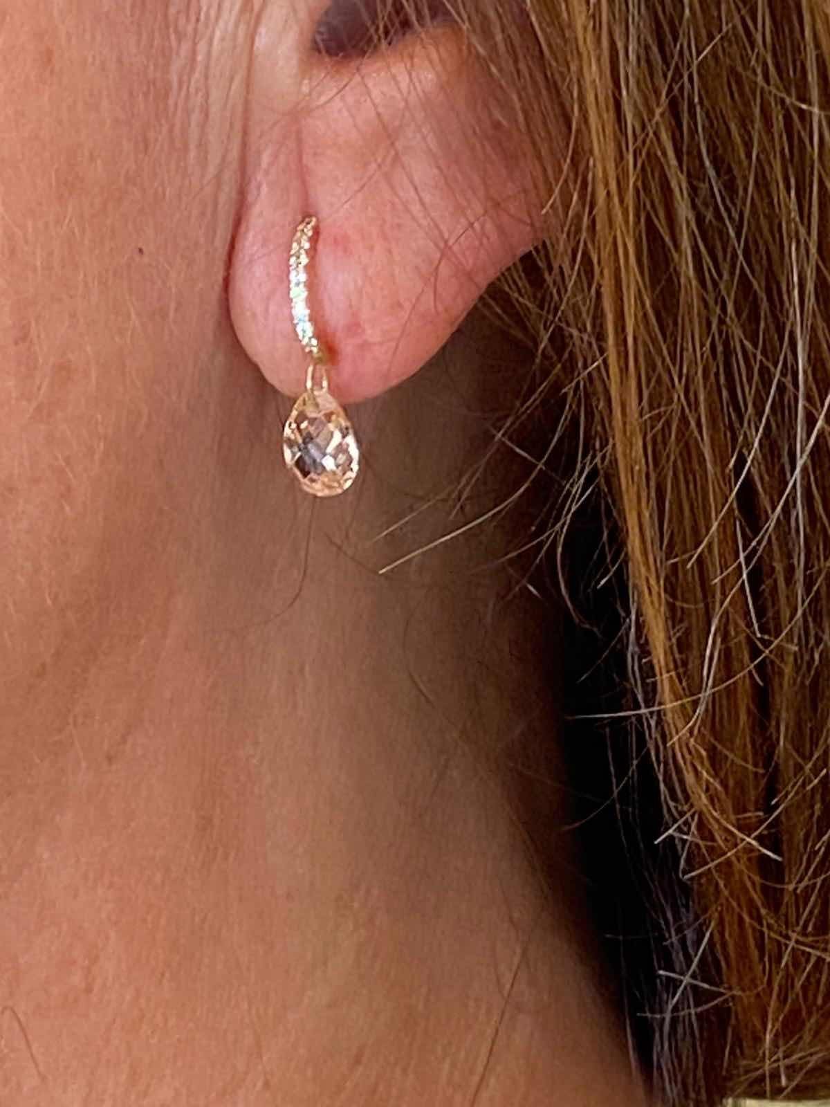 Pendientes HAZAN en oro amarillo con amatista o topacio madeiro - Roman Joyero