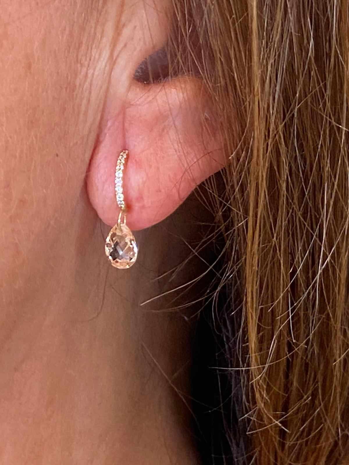 Pendientes HAZAN en oro amarillo con amatista o topacio madeiro - Roman Joyero