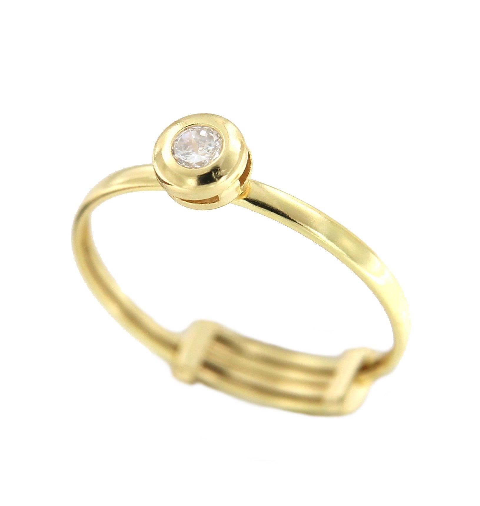 Anillo fino KADER en oro amarillo con pequeña circonita central - Roman Joyero