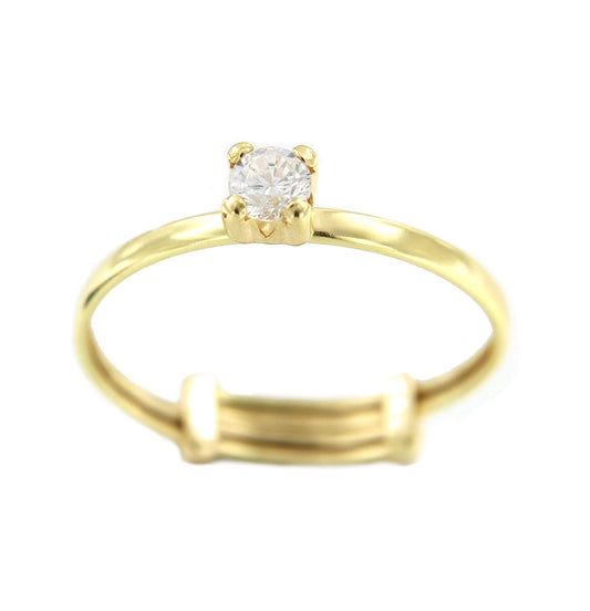 Anillo fino KELEBEK en oro amarillo con pequeña circonita central - Roman Joyero