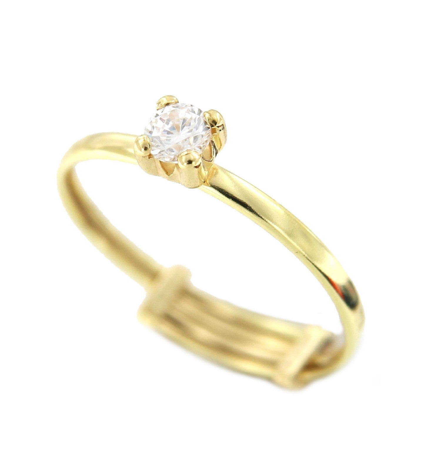 Anillo fino KELEBEK en oro amarillo con pequeña circonita central - Roman Joyero