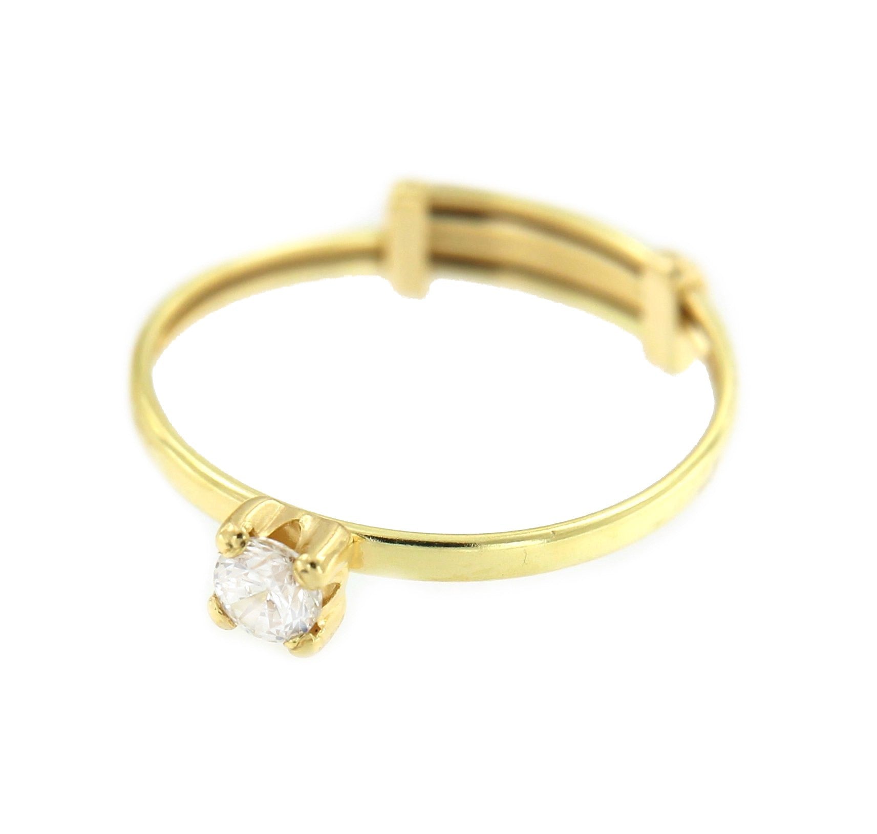 Anillo fino KELEBEK en oro amarillo con pequeña circonita central - Roman Joyero