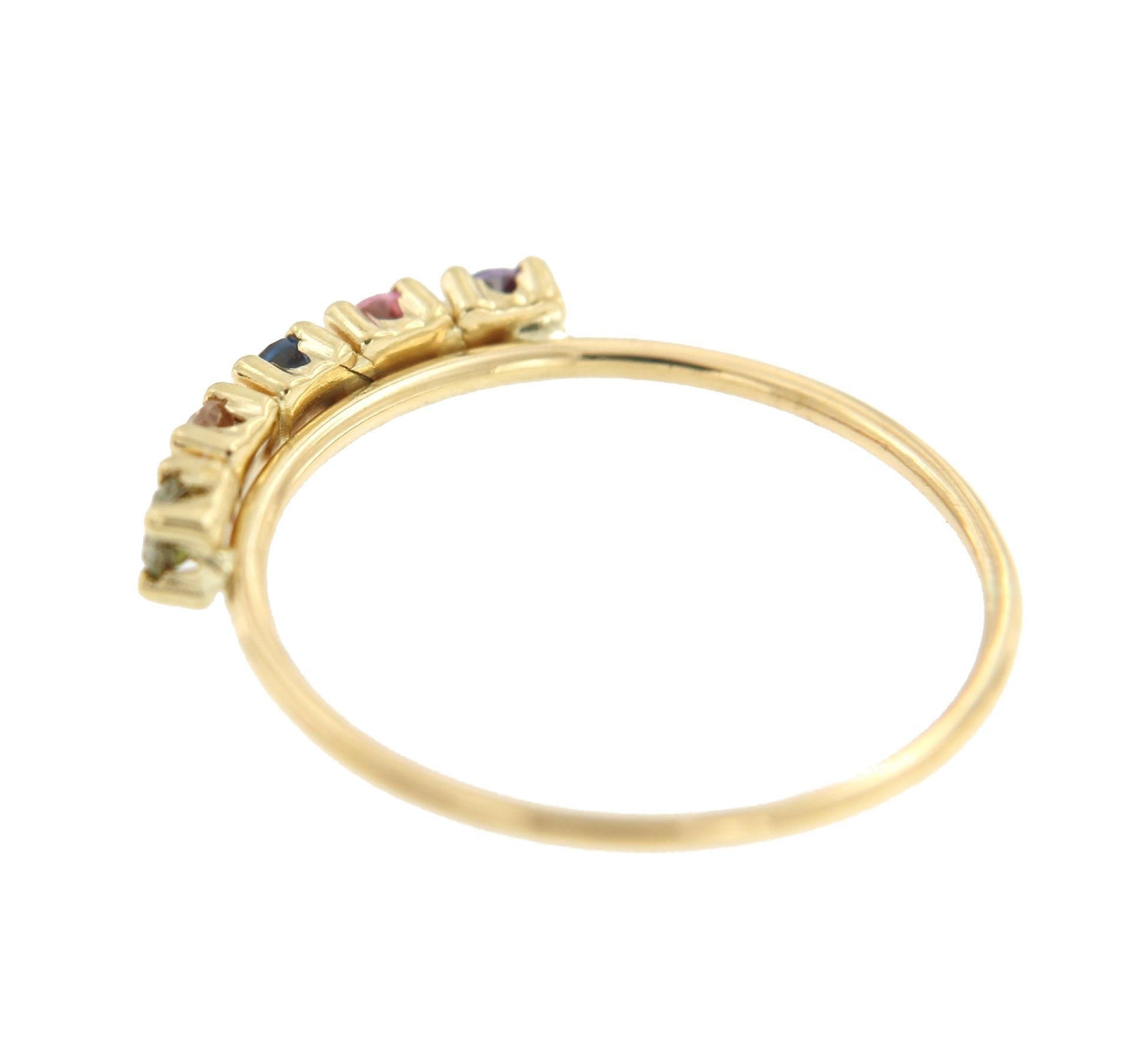 Anillo fino LALE en oro amarillo con pequeños cuarzos de colores - Roman Joyero