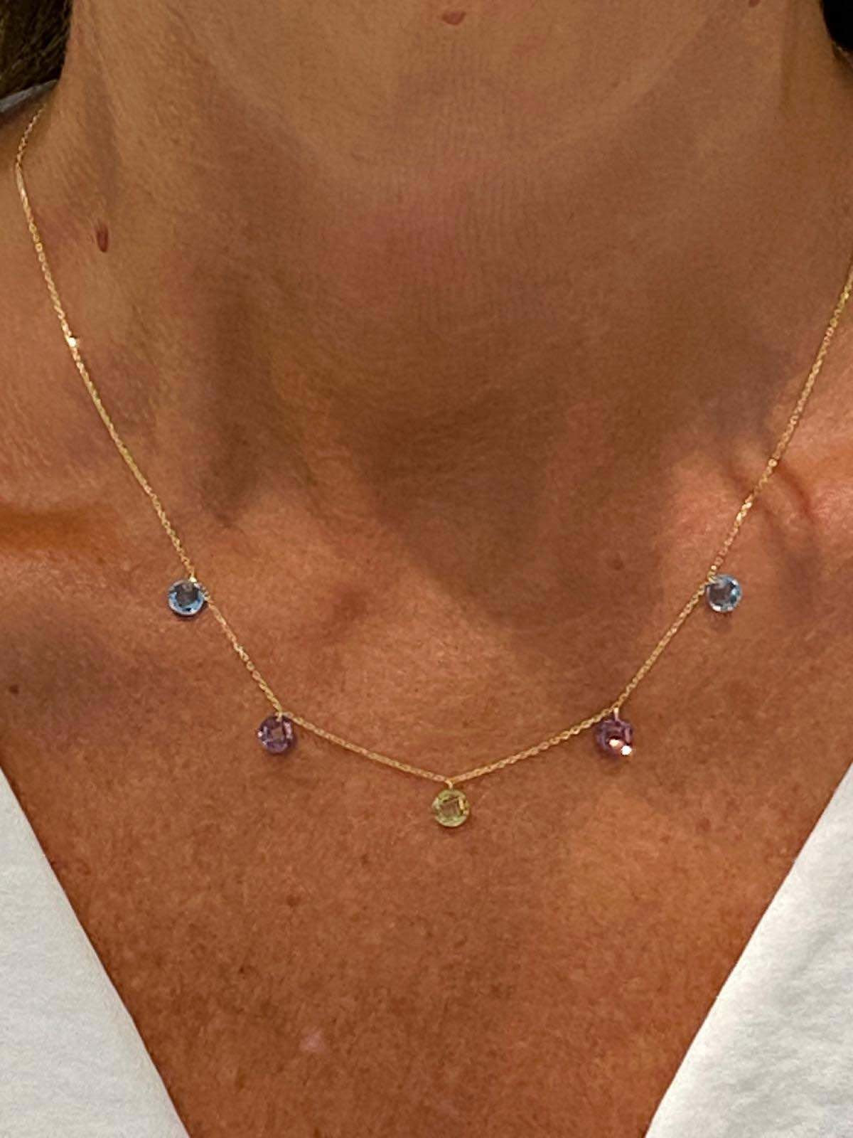 Gargantilla GAZME en oro amarillo con piñones de cuarzo - Roman Joyero