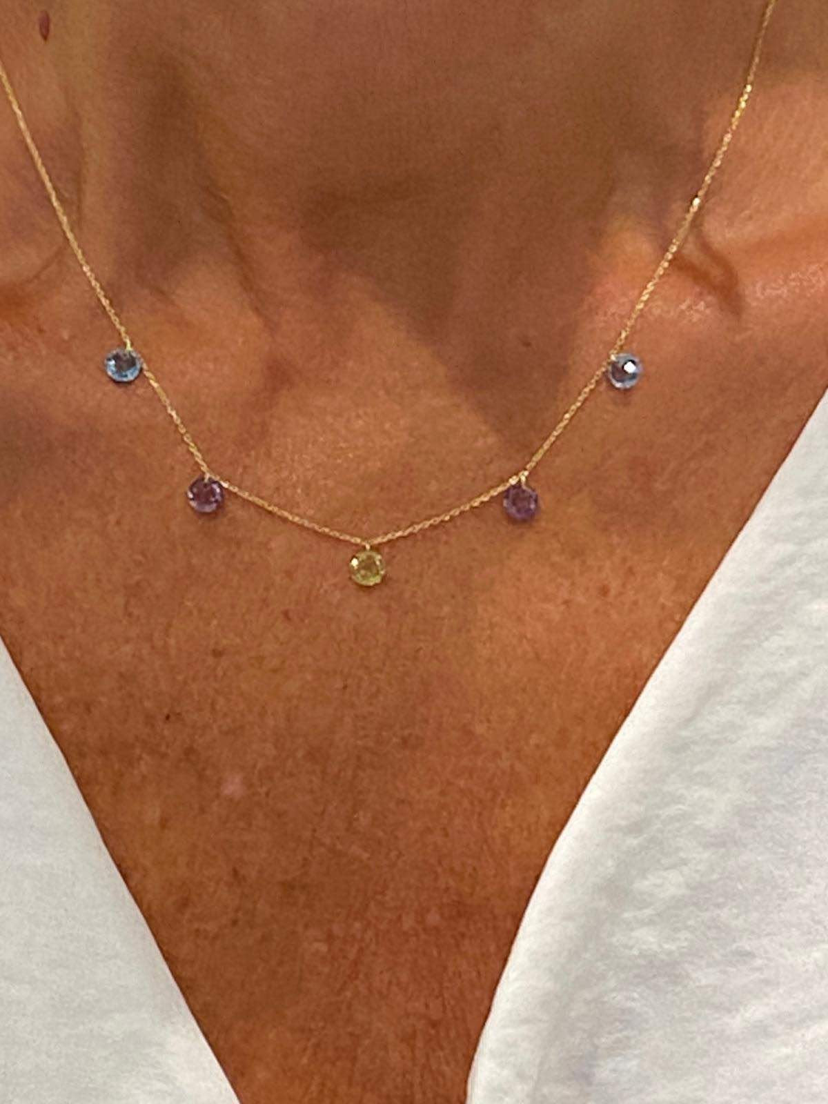 Gargantilla GAZME en oro amarillo con piñones de cuarzo - Roman Joyero