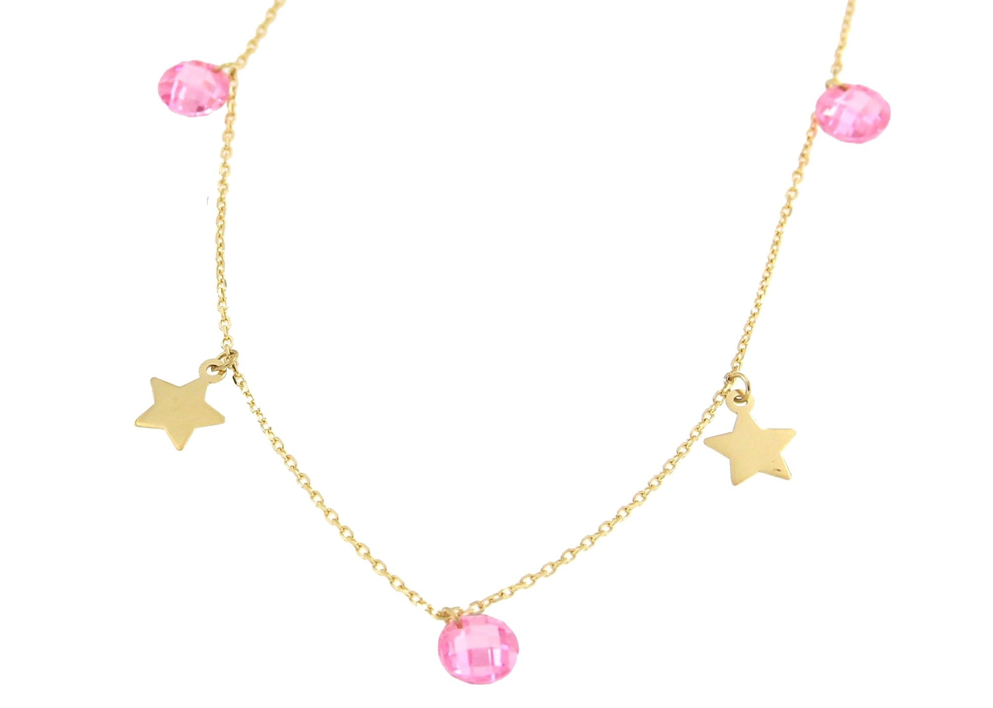 Gargantilla GIZEM en oro amarillo, estrellas y cuarzos - Roman Joyero