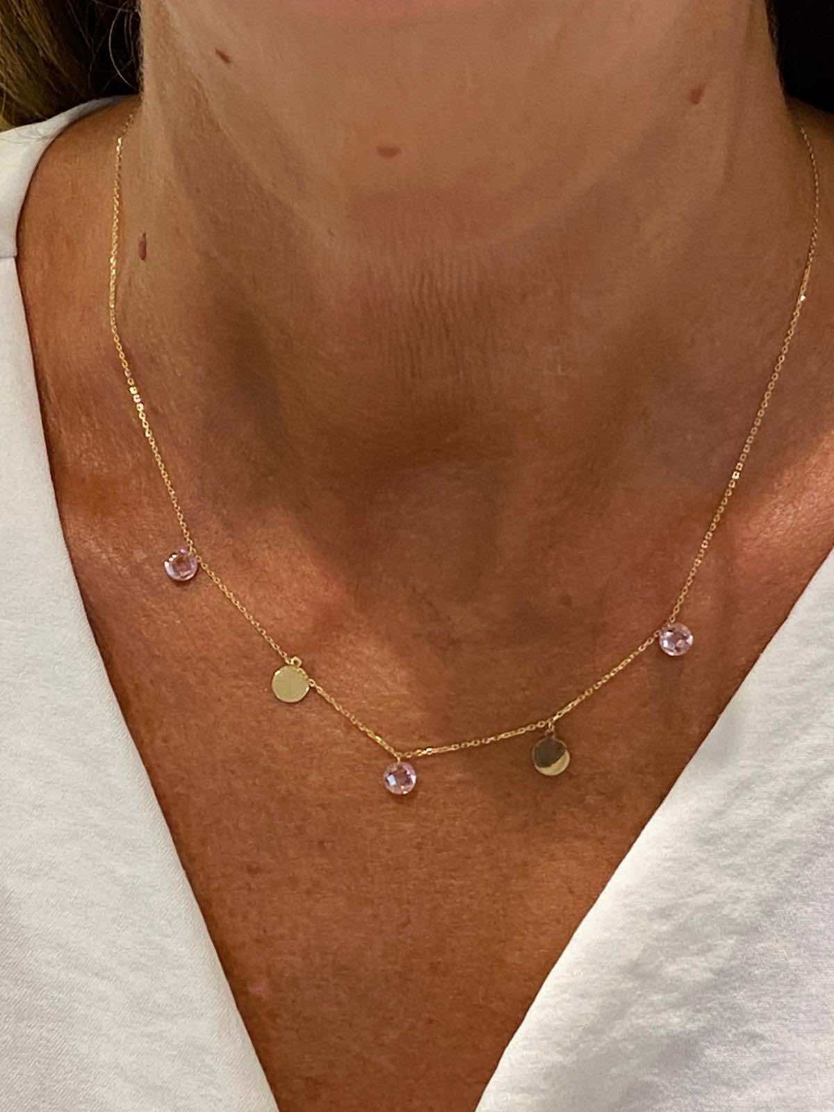 Gargantilla GONCA en oro amarillo, chapitas y cuarzos - Roman Joyero