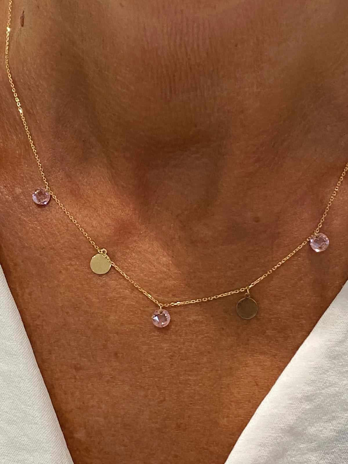 Gargantilla GONCA en oro amarillo, chapitas y cuarzos - Roman Joyero