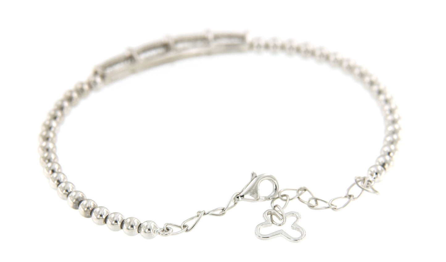 Pulsera rígida NADIYE en oro blanco con baguettes y brillantes - Roman Joyero