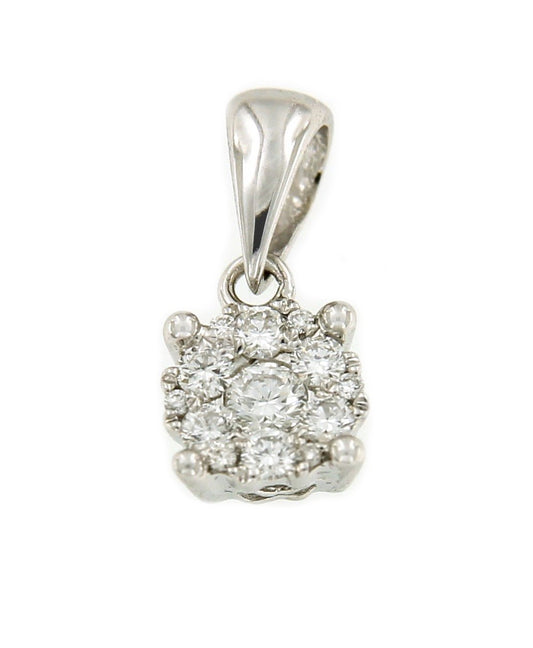 Colgante NESRIN montado en oro blanco con brillante y asa lisa - Roman Joyero