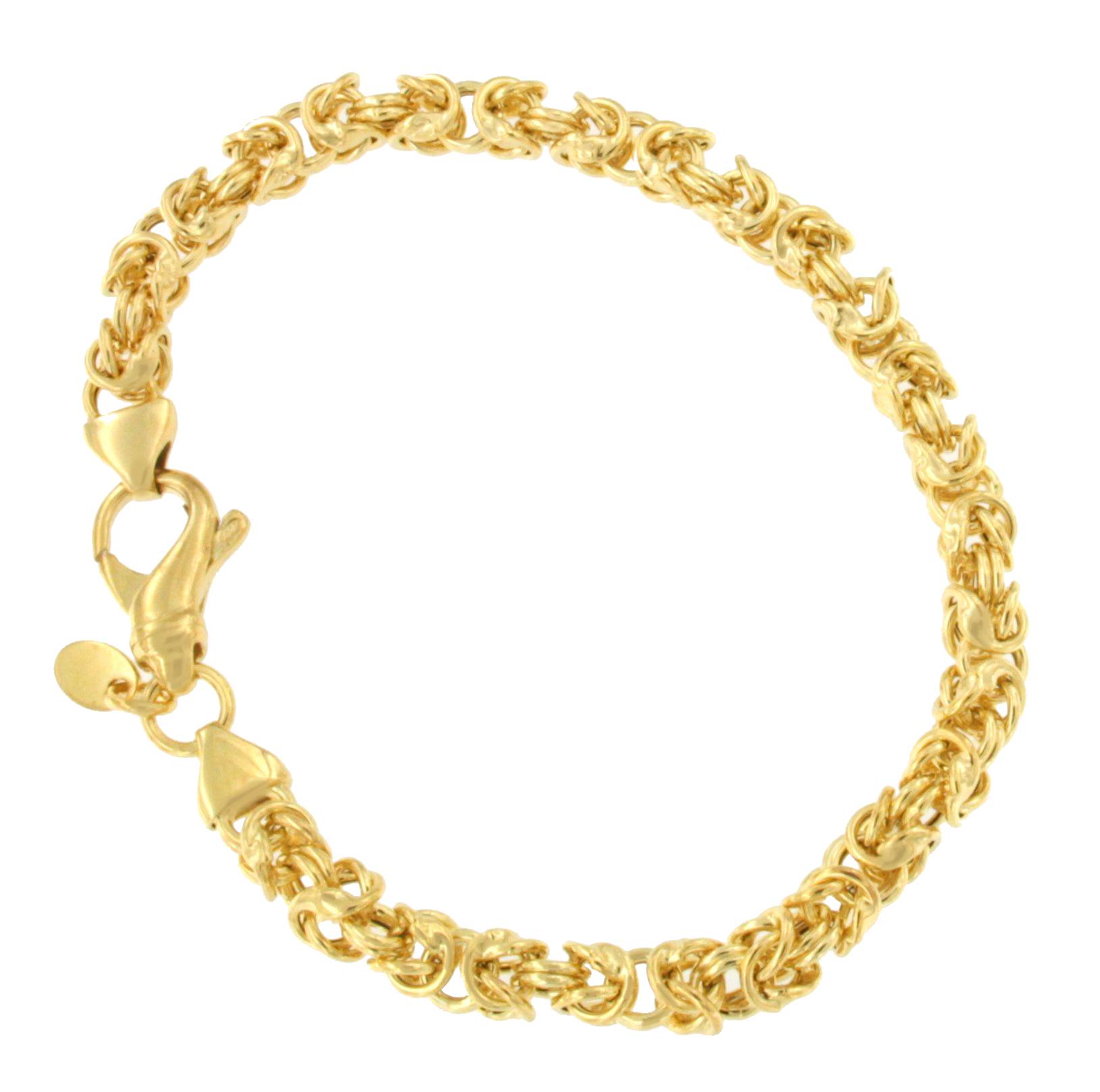 CASERTA pulsera plata 1ª ley bañada oro eslabones de aros - Roman Joyero