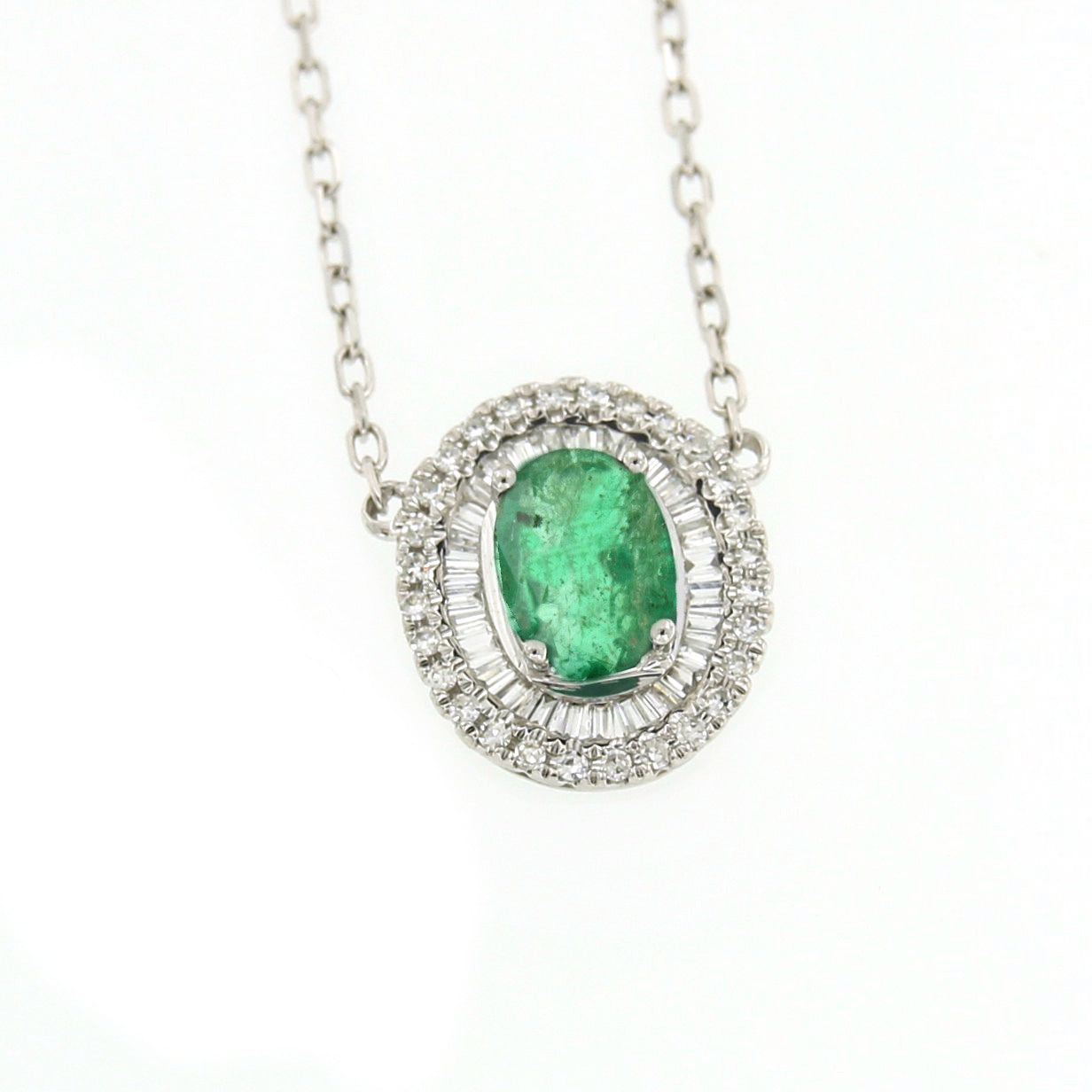 Gargantilla con colgante NEHIR en oro blanco con zafiro y diamantes - Roman Joyero