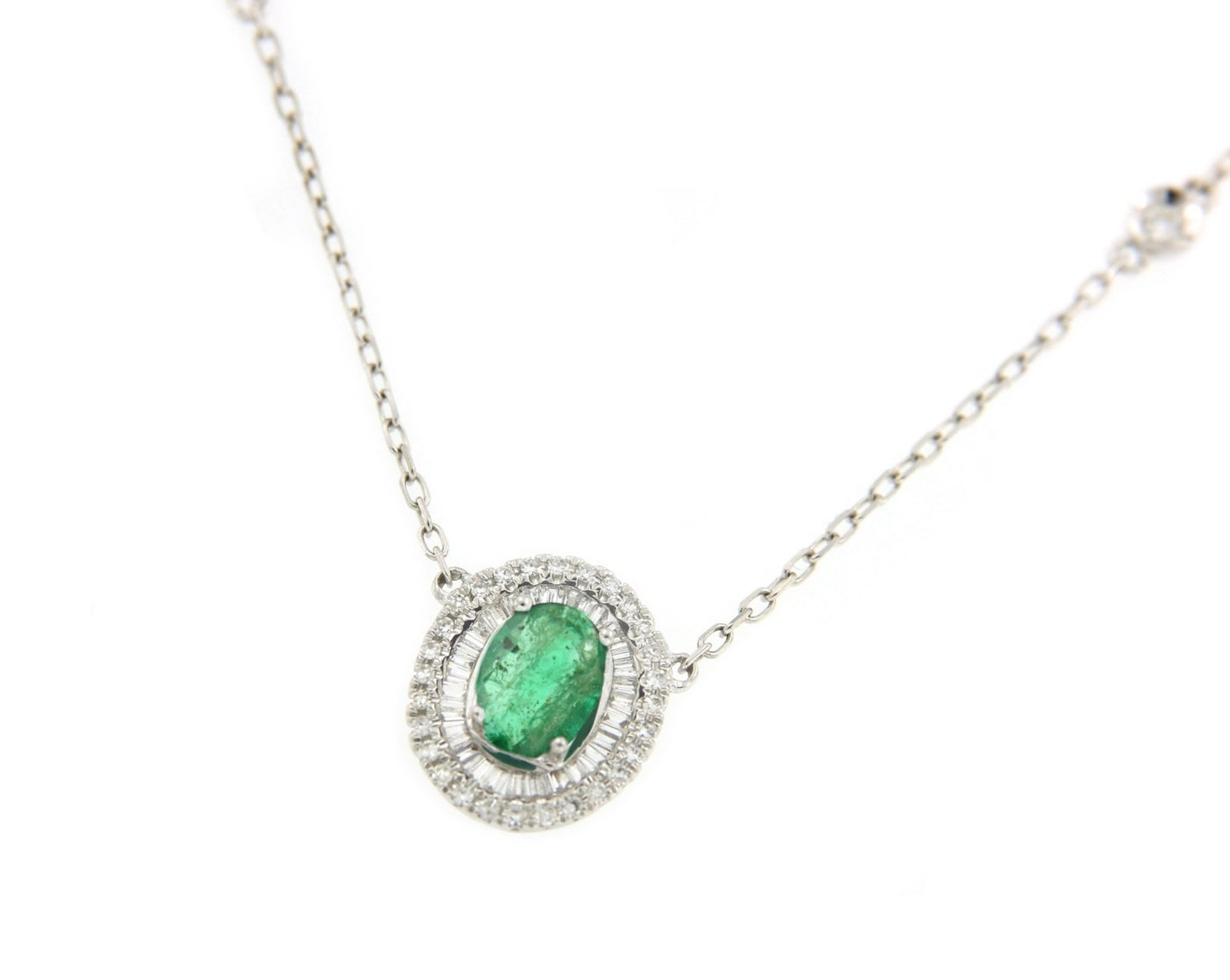 Gargantilla con colgante NEHIR en oro blanco con zafiro y diamantes - Roman Joyero