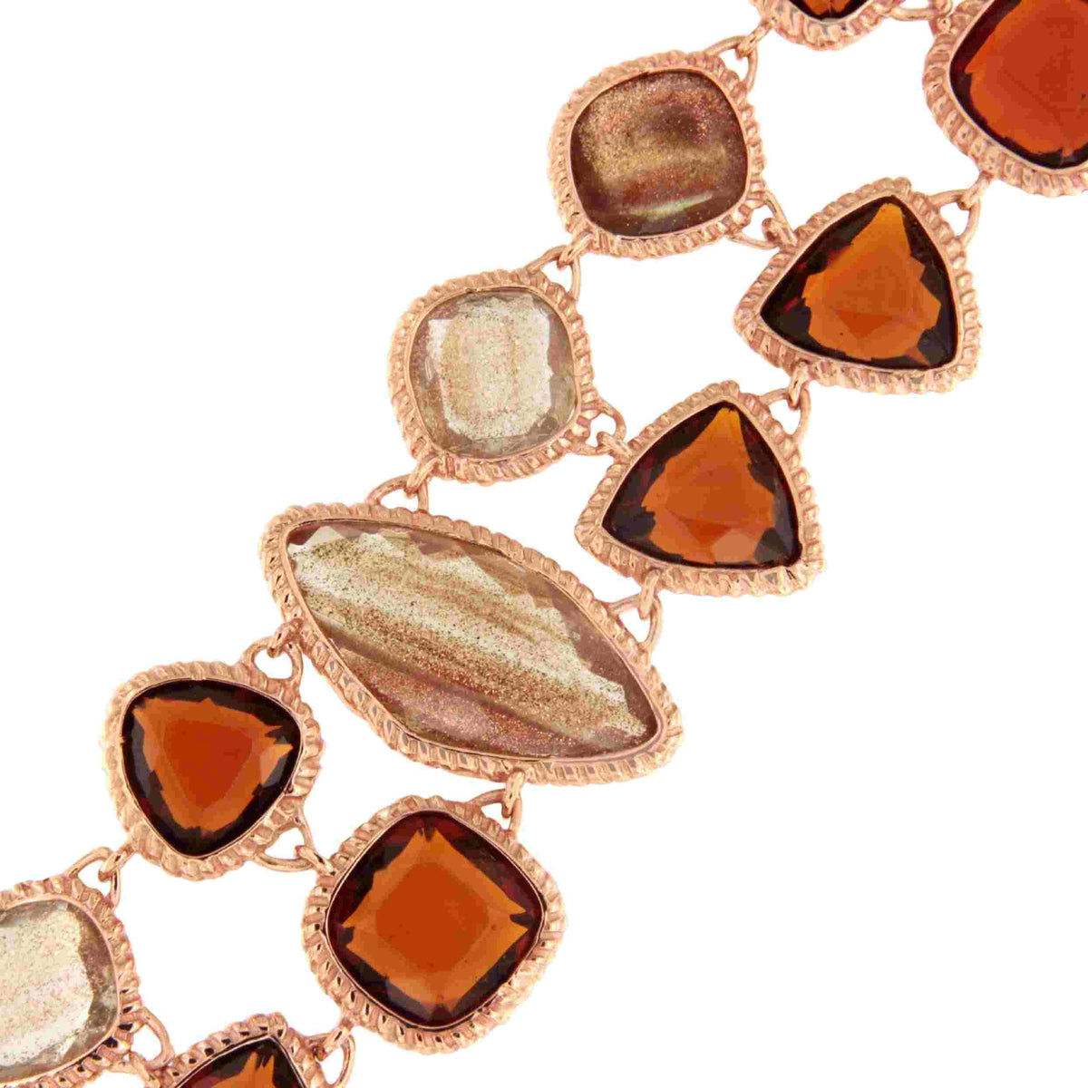 Pulsera HABANERA granates y cuarzo rutilado en plata 1ª ley con baño de oro rosa 18 ktes.