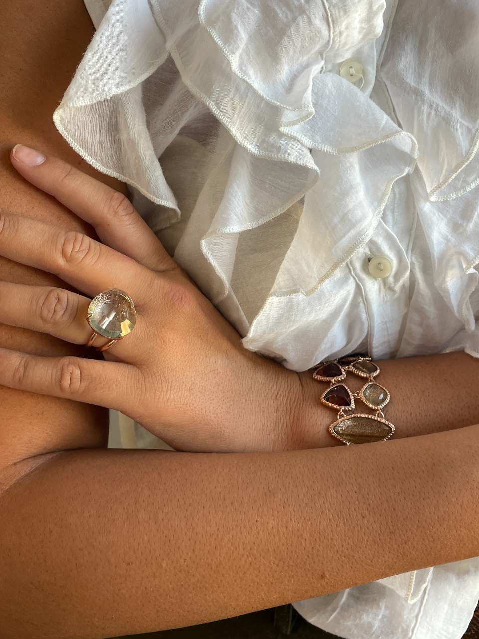MAZURCA, anillo de plata de ley con baño de oro rosa de 18 kilates