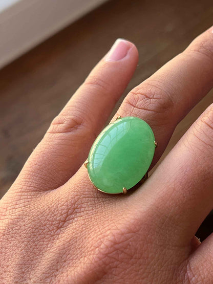 THAWAR, anillo de plata dorada y cuarzo verde