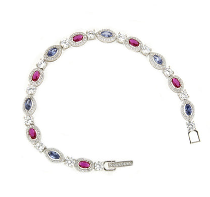 Pulsera VERNAZZA plata 1ª ley rodiadada con circonitas y piedras colores