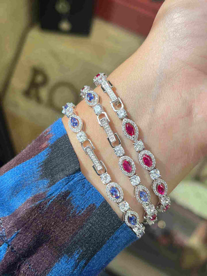 Pulsera VERNAZZA plata 1ª ley rodiadada con circonitas y piedras colores