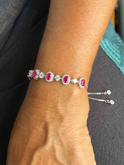 Pulsera VALENTINA en plata de 1º ley ley con circonitas ovaladas