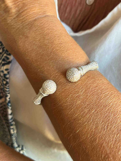 Pulsera rígida JAVA de plata 1ª ley con circonitas