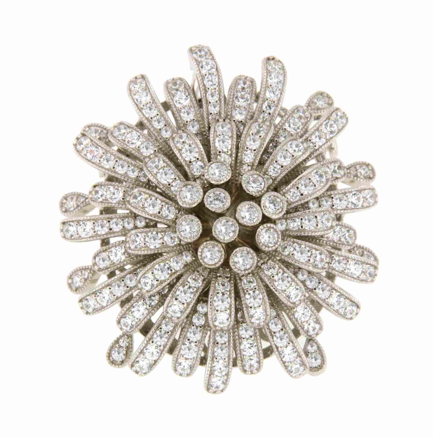 Broche FLOR  colgante art deco en plata de ley 925 con circonitas.