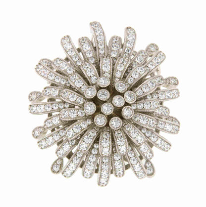 Broche FLOR  colgante art deco en plata de ley 925 con circonitas.