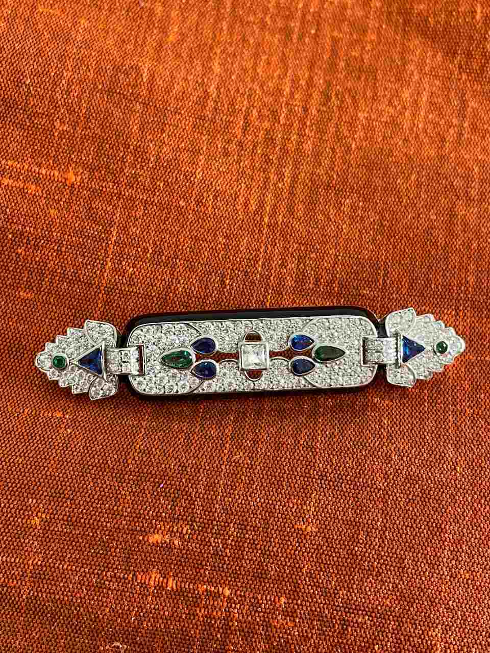 Broche SENDA art decó de plata de ley con circonitas
