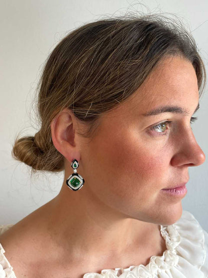 Pendientes CARMESÍ  en plata primera ley con circonitas