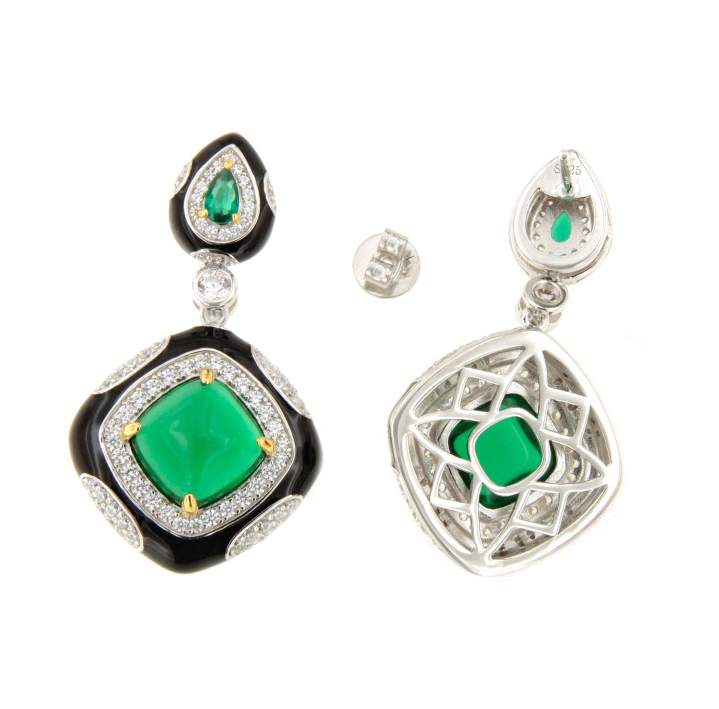 Pendientes CARMESÍ  en plata primera ley con circonitas