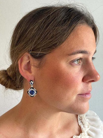 Pendientes CARMESÍ  en plata primera ley con circonitas