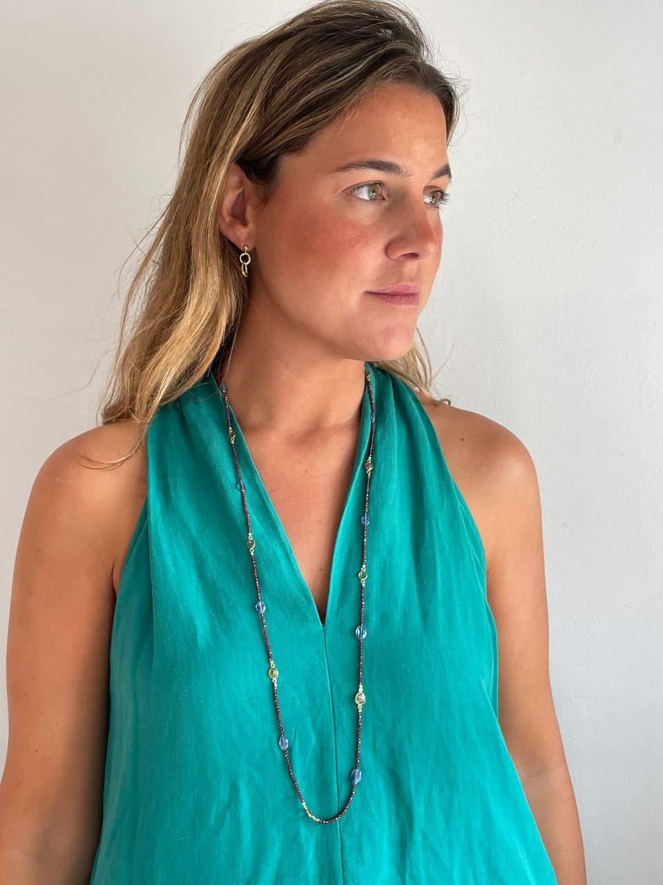 Collar GOMINOLA en plata de 1º ley con baño de oro 18 ktes y turmalinas