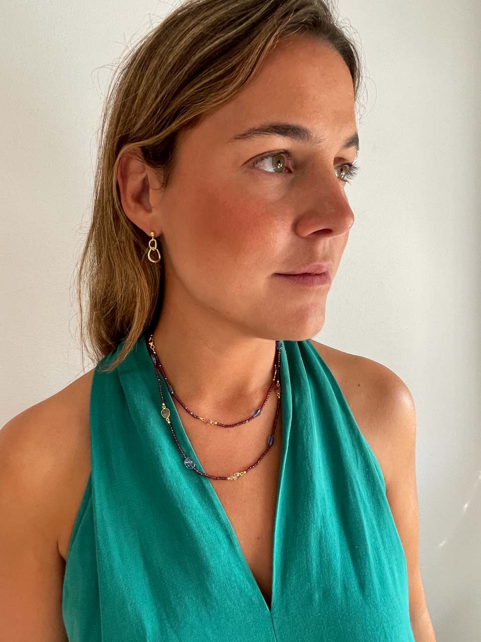 Collar GOMINOLA en plata de 1º ley con baño de oro 18 ktes y turmalinas