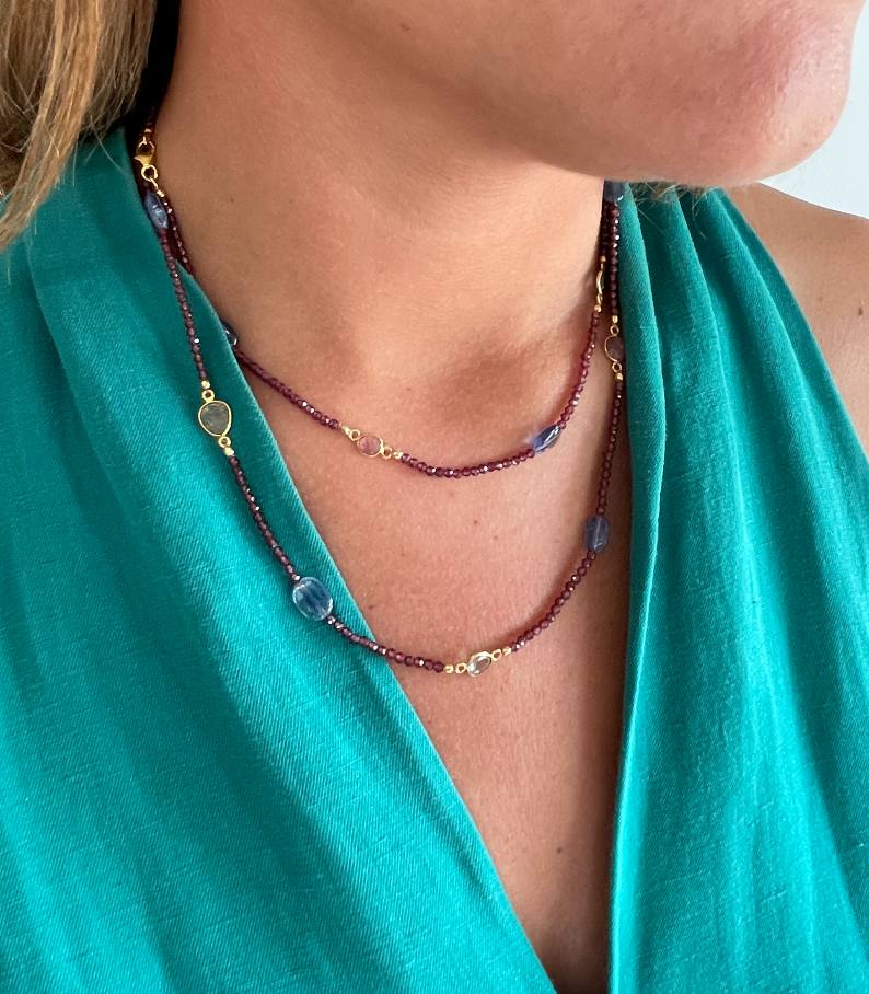 Collar GOMINOLA en plata de 1º ley con baño de oro 18 ktes y turmalinas