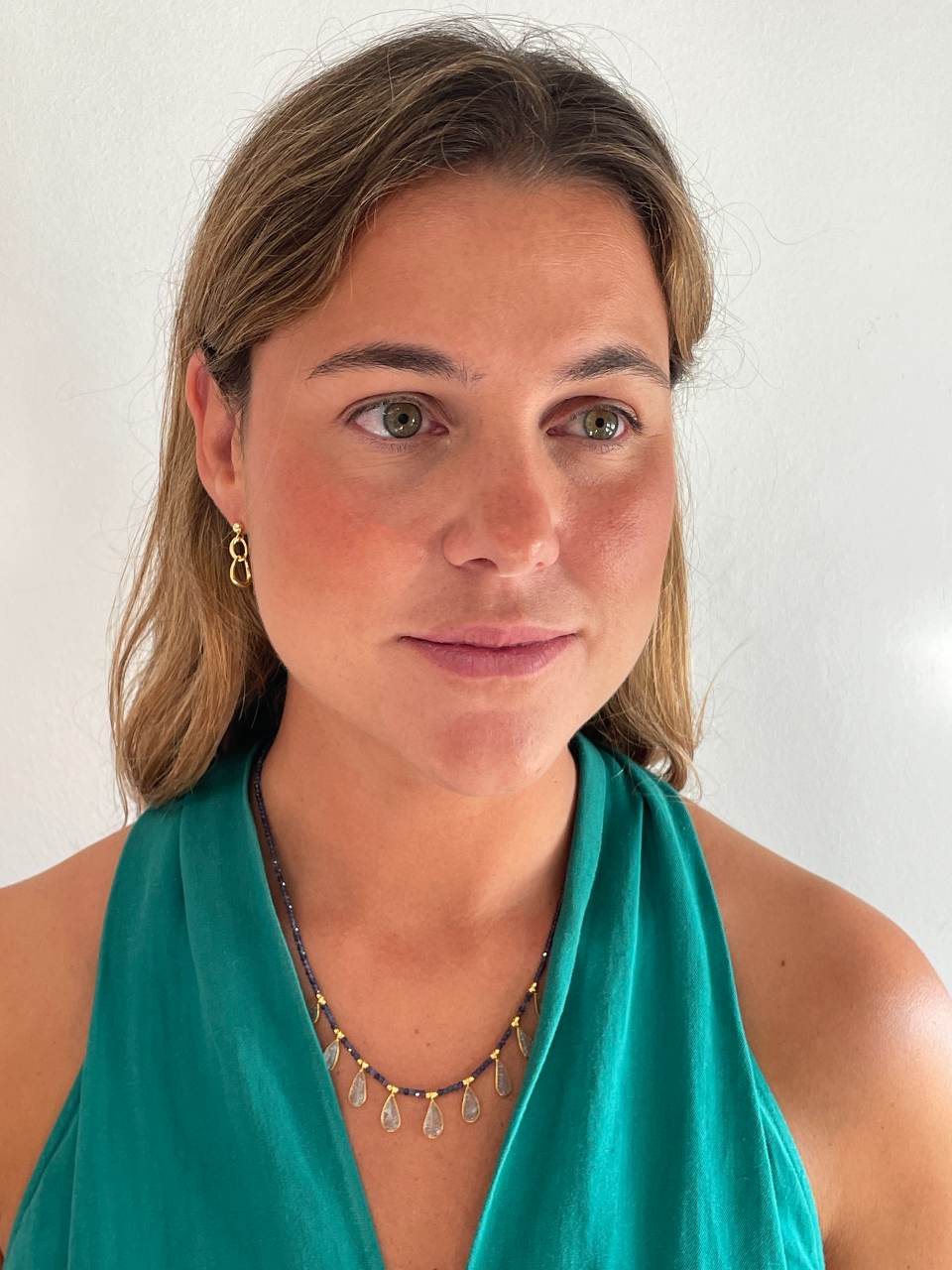 Collar PALOTE en plata de 1º ley con baño de oro 18 ktes y piedras preciosas