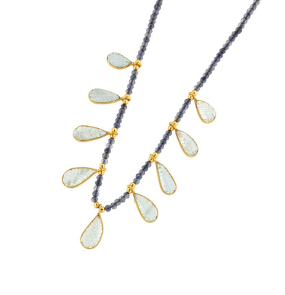 Collar PALOTE en plata de 1º ley con baño de oro 18 ktes y piedras preciosas