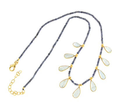Collar PALOTE en plata de 1º ley con baño de oro 18 ktes y piedras preciosas